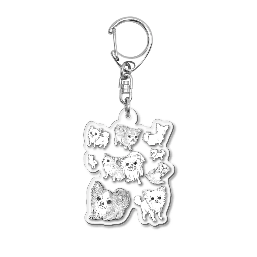 nya-mew（ニャーミュー）のロングコートチワワスリーブTシャツ Acrylic Key Chain