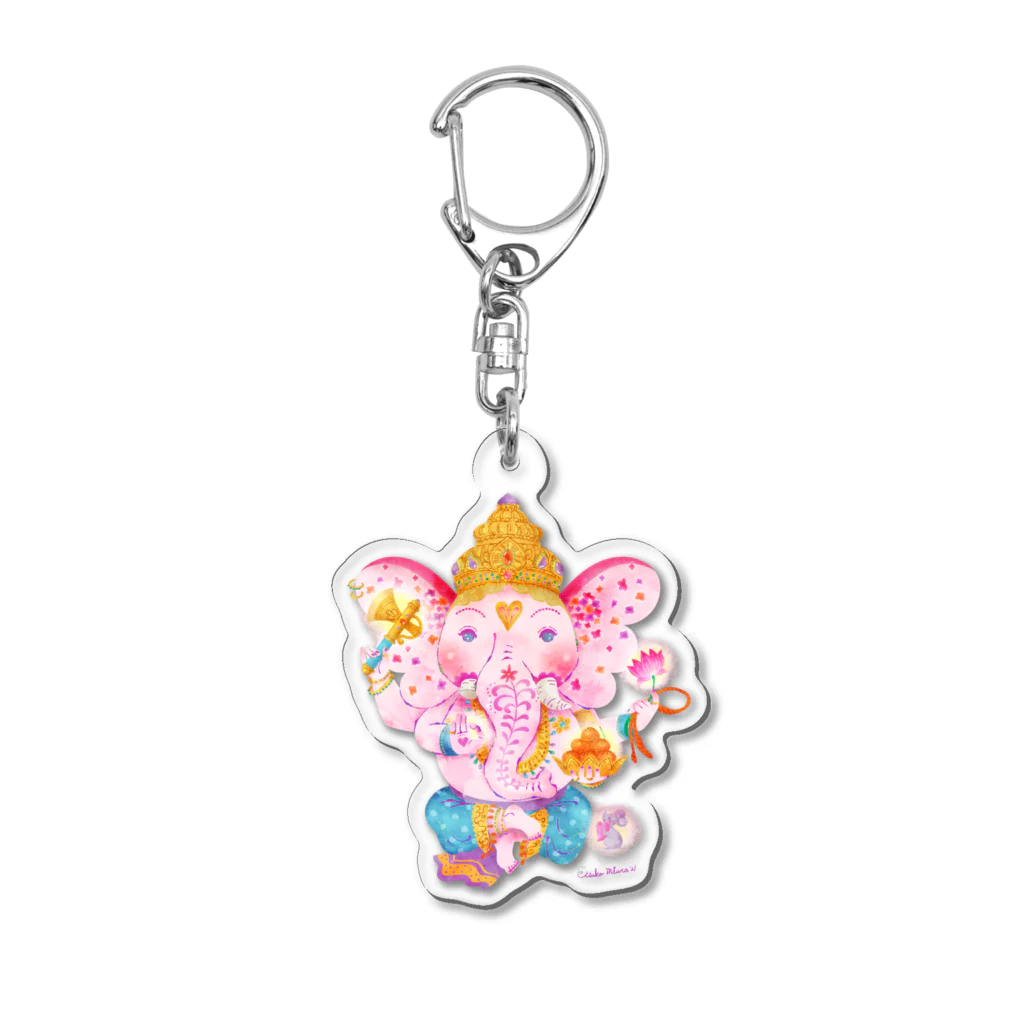 ミウラエツコのHAPPY PINK GANESH Acrylic Key Chain