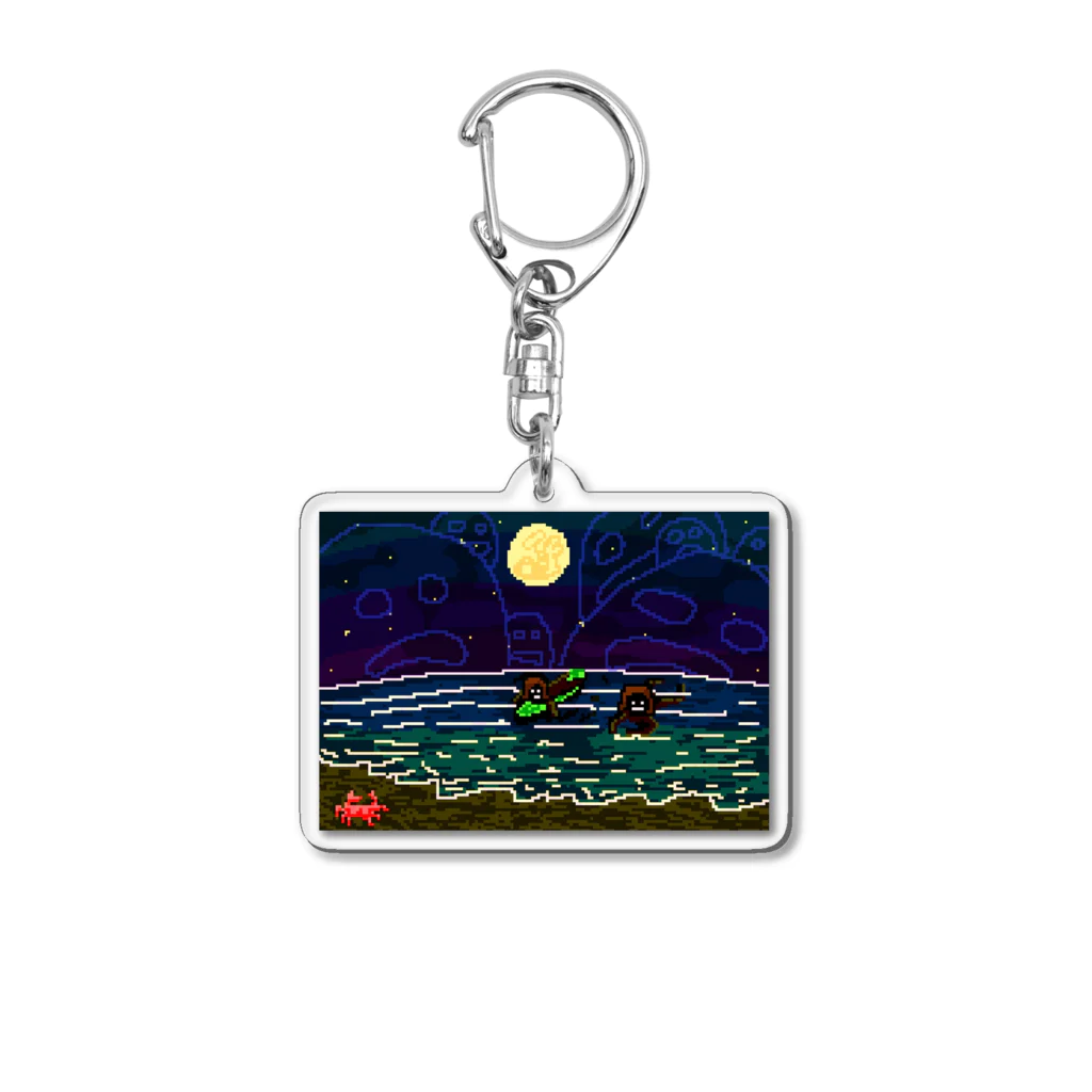 Hiroki Kitazawaの夜中にサーフィンする兄弟 Acrylic Key Chain