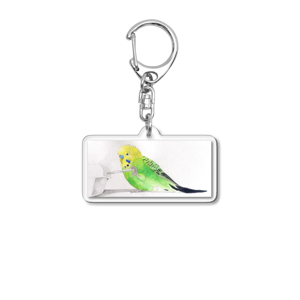 水色堂のバターナイフで遊ぶセキセイインコ Acrylic Key Chain