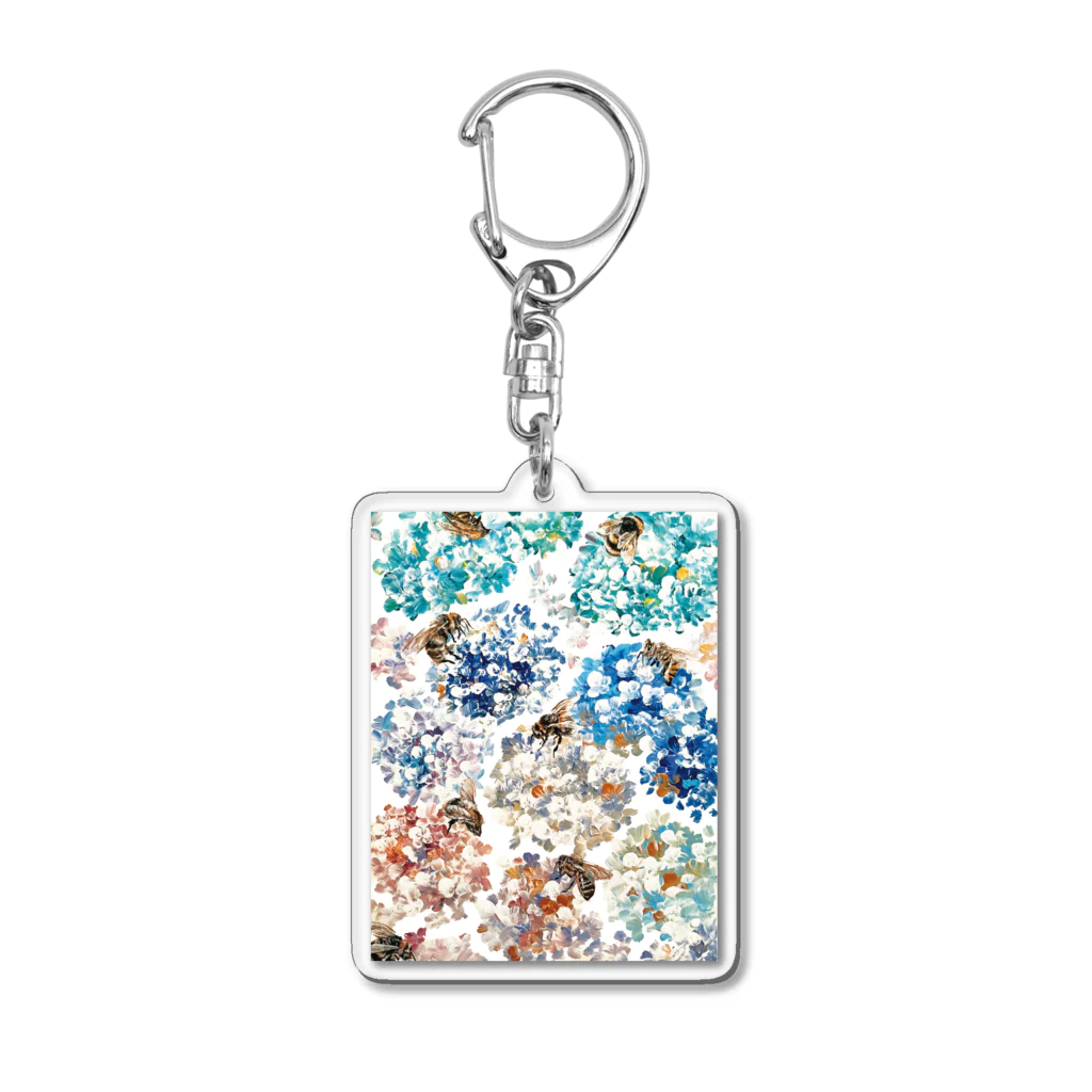 蜂須賀(Hachisuka)の蜂と紫陽花 Acrylic Key Chain