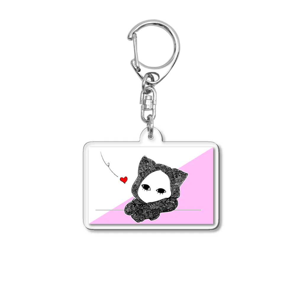 桃原のたそがれキズねこ ピンク Acrylic Key Chain