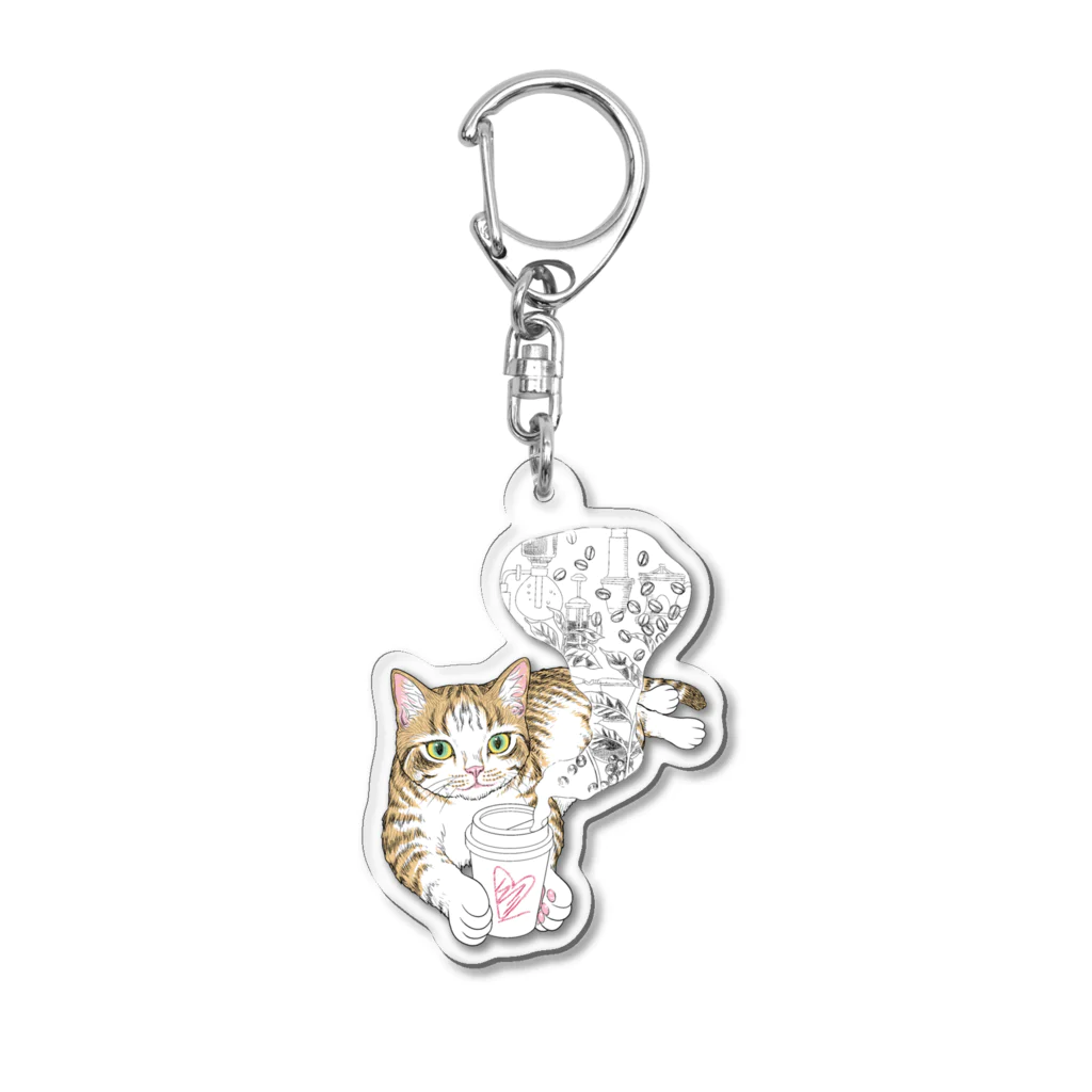 nya-mew（ニャーミュー）のコーヒーニャーちゃん_カラー Acrylic Key Chain