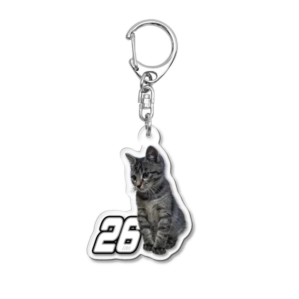 Moto@猫とバイクのVideologのレーサーキャットジロー Acrylic Key Chain