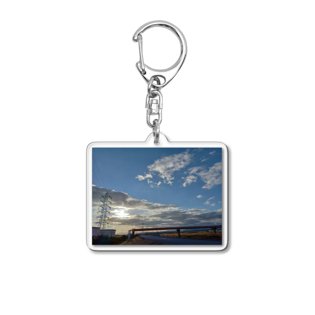 藤色の書斎の橋と空と夕日と🌁🌇 Acrylic Key Chain