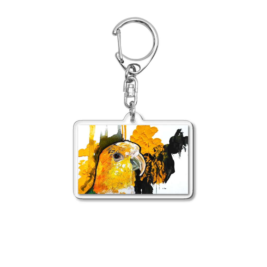 癒しのシロハラインコ 鳥まみれのシロハラインコ アート風 カラー Acrylic Key Chain