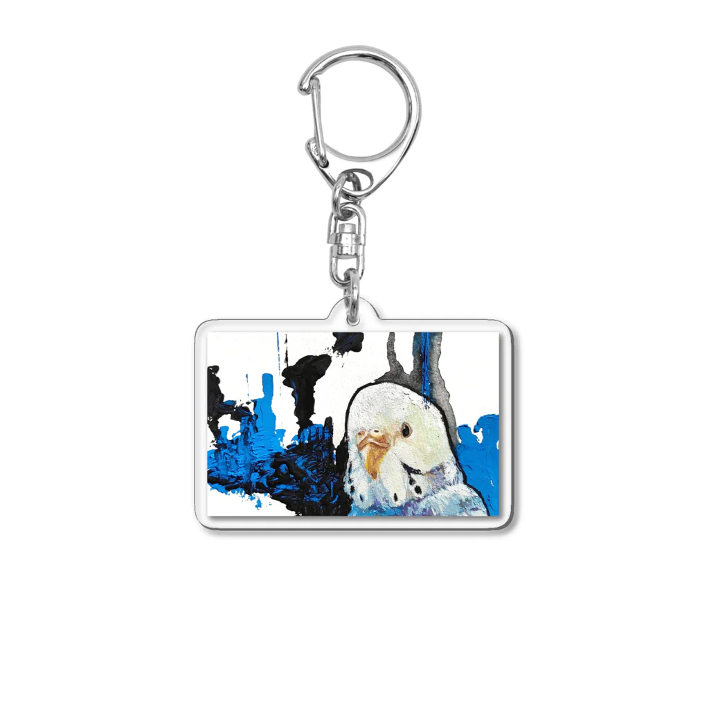 癒しのシロハラインコ 鳥まみれのセキセイインコ アート風 Acrylic Key Chain