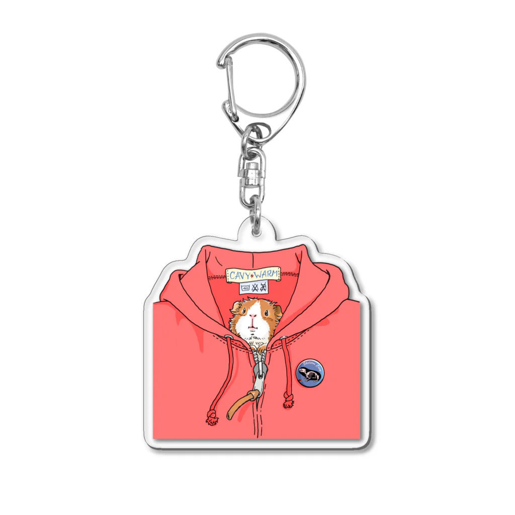 ごまーみんのパーカーでぬくぬくモルモット Acrylic Key Chain