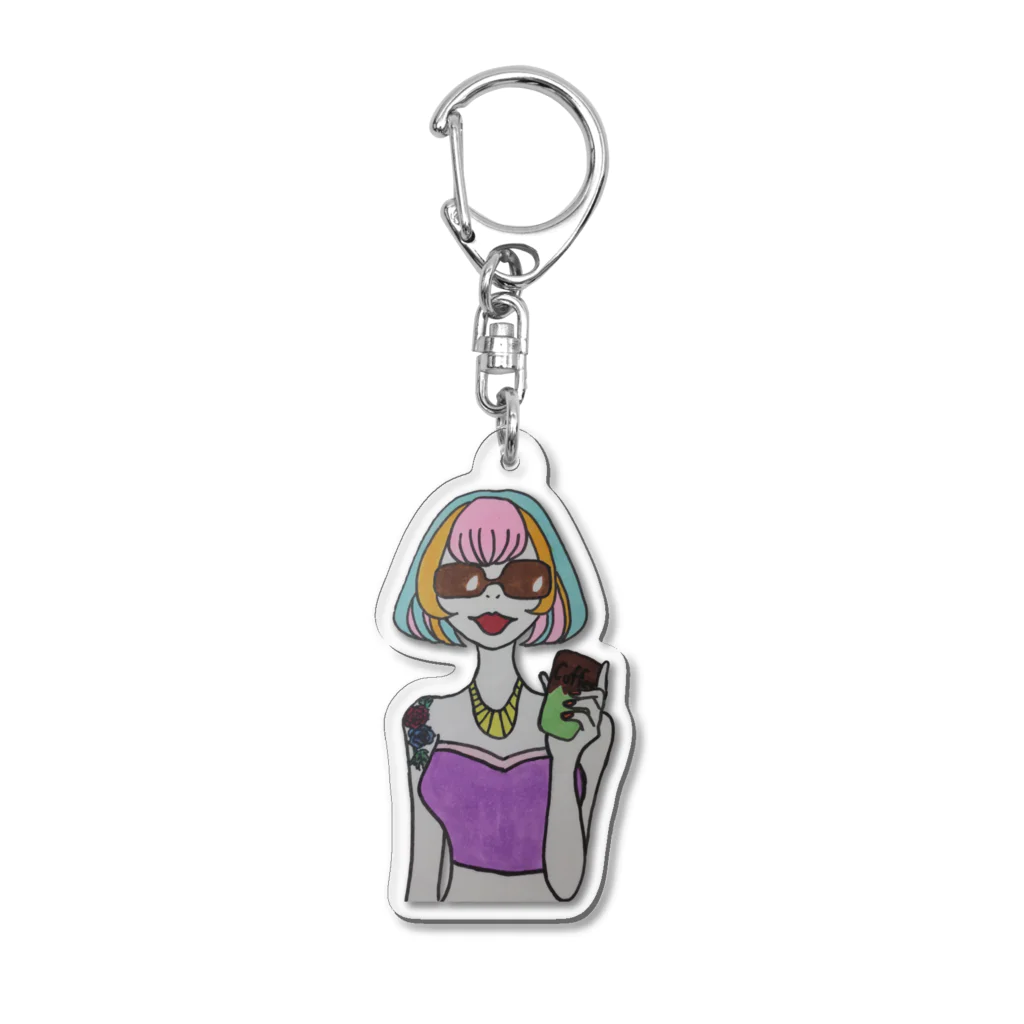 S2ショップのColorful Hair Woman No.2 Acrylic Key Chain