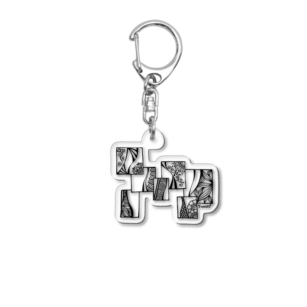 T-coun+ （ティーカン）のブロックふらわー Acrylic Key Chain