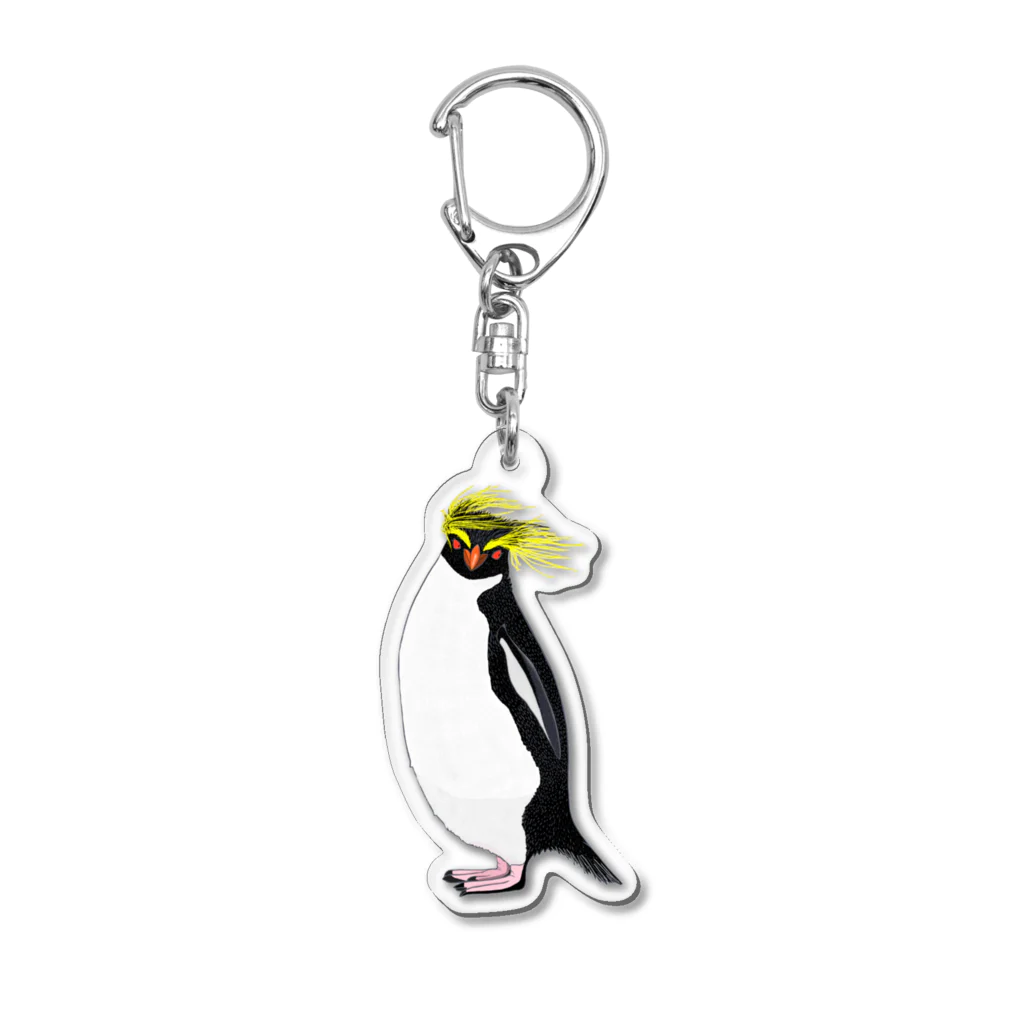 LalaHangeulの　風に吹かれるイワトビペンギンさん(文字無しバージョン Acrylic Key Chain