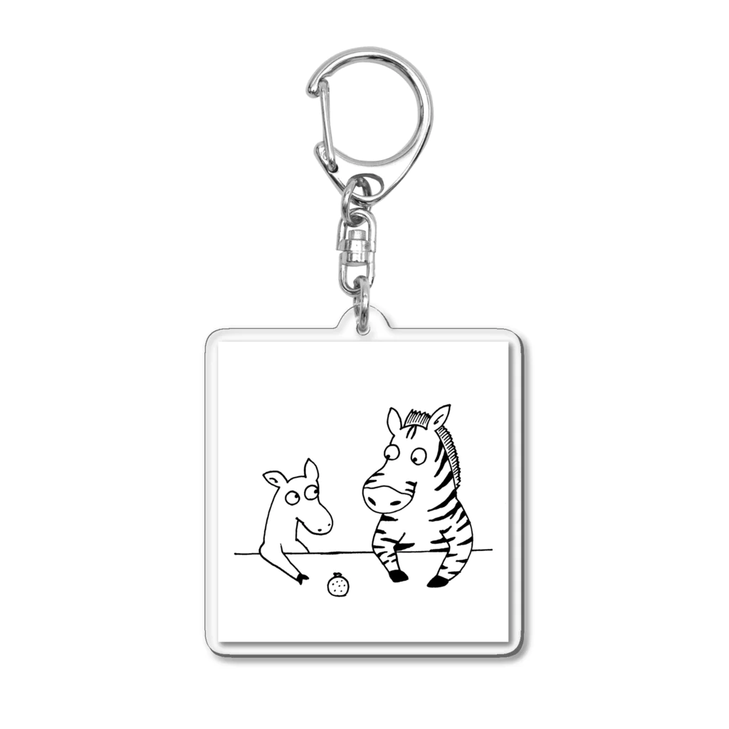 へいわなあにまるずshopのしまうまとガゼル〜こたつにて〜スクエア Acrylic Key Chain