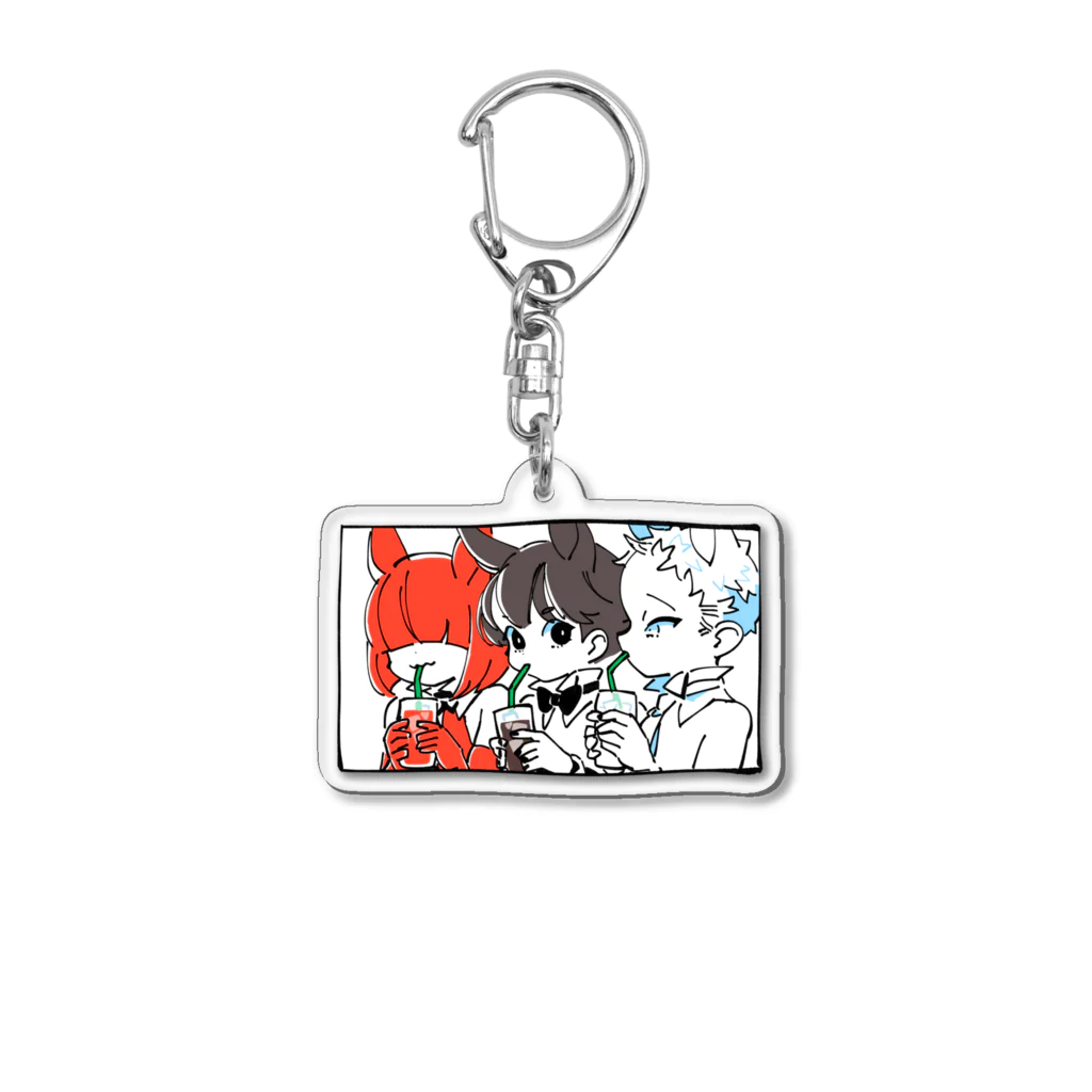 キナコのジュース飲んでるキーホルダー Acrylic Key Chain