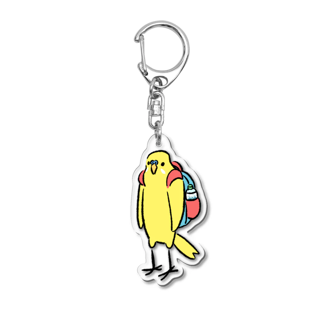 もしもしこちら文鳥のバックパックのインコ（イエロー） Acrylic Key Chain