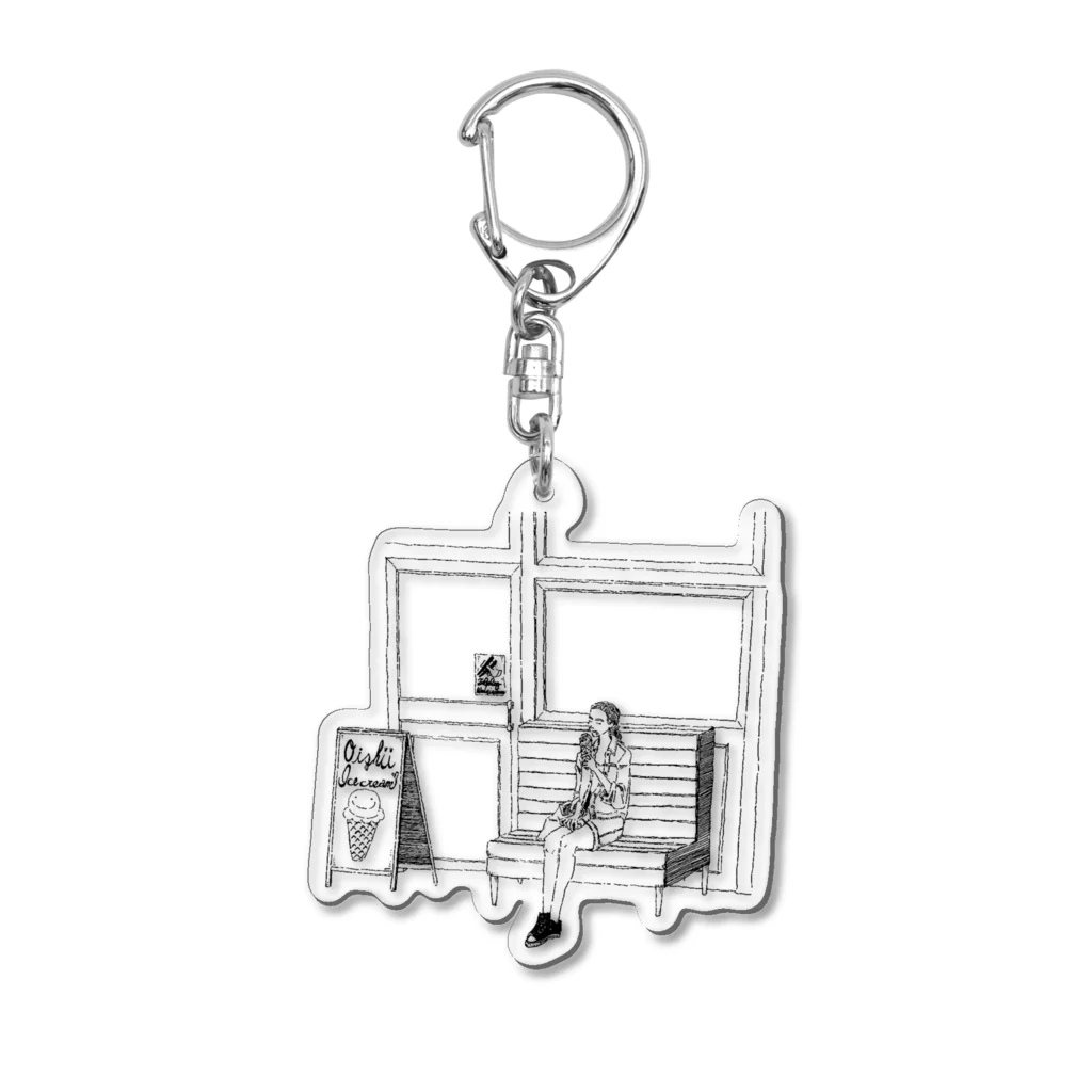 むらやまのアイスクリームを食べるガール Acrylic Key Chain