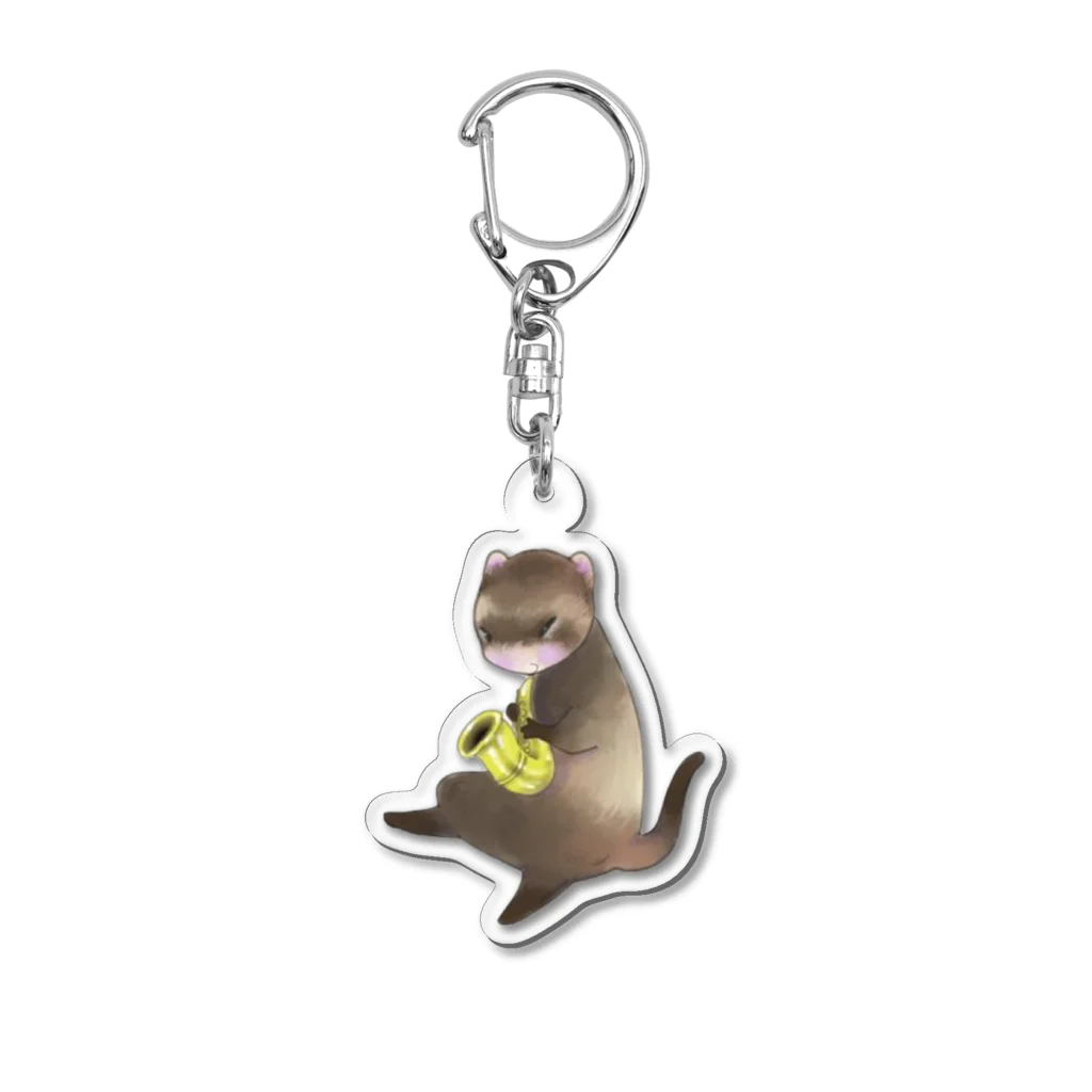 y.y.ferretsのトランペットを吹くフェレット Acrylic Key Chain