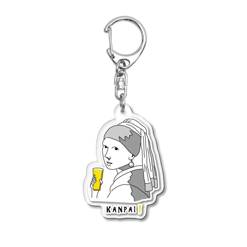 ビールとアート TM-3 Designの名画 × BEER（真珠の耳飾りの少女） Acrylic Key Chain