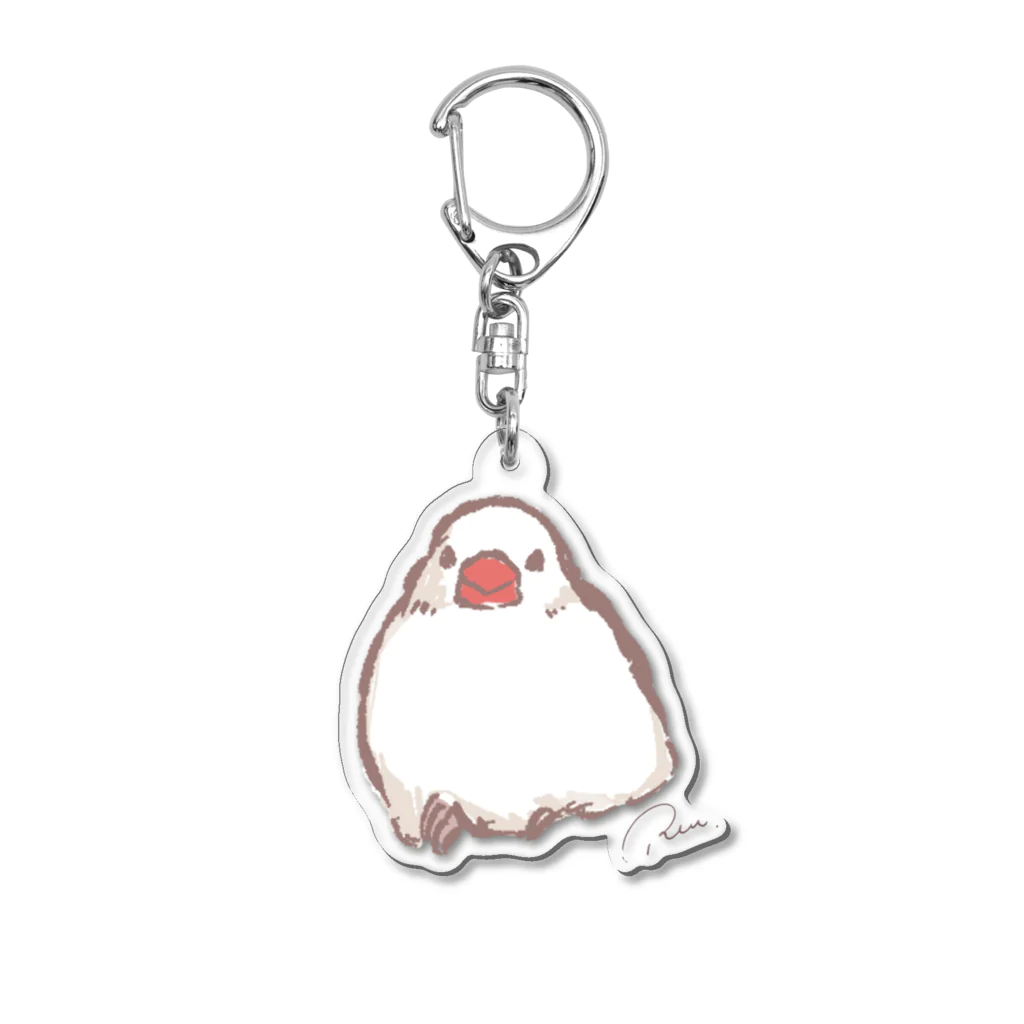 Joy. Ree Illustration SUZURI Shop の溶けてる文鳥（アクリルキーホルダー） Acrylic Key Chain