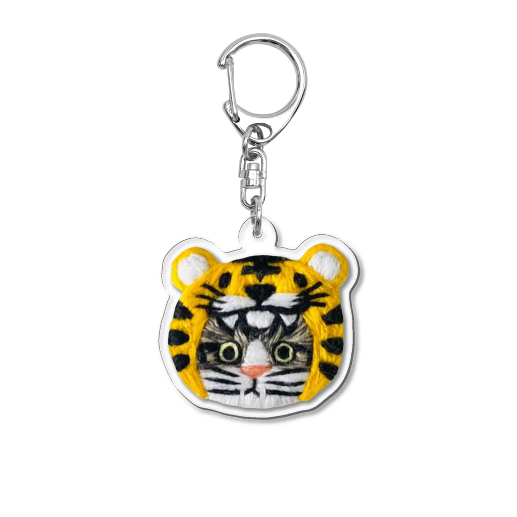 CHOPPIRI.のかぶる猫[虎ver.](キジ白猫) Acrylic Key Chain