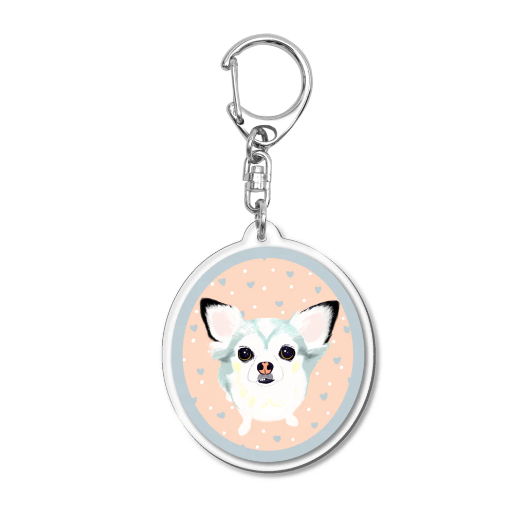 遥ん/犬顔絵　のしゃくれチワワのビビィちゃん アクキー Acrylic Key Chain