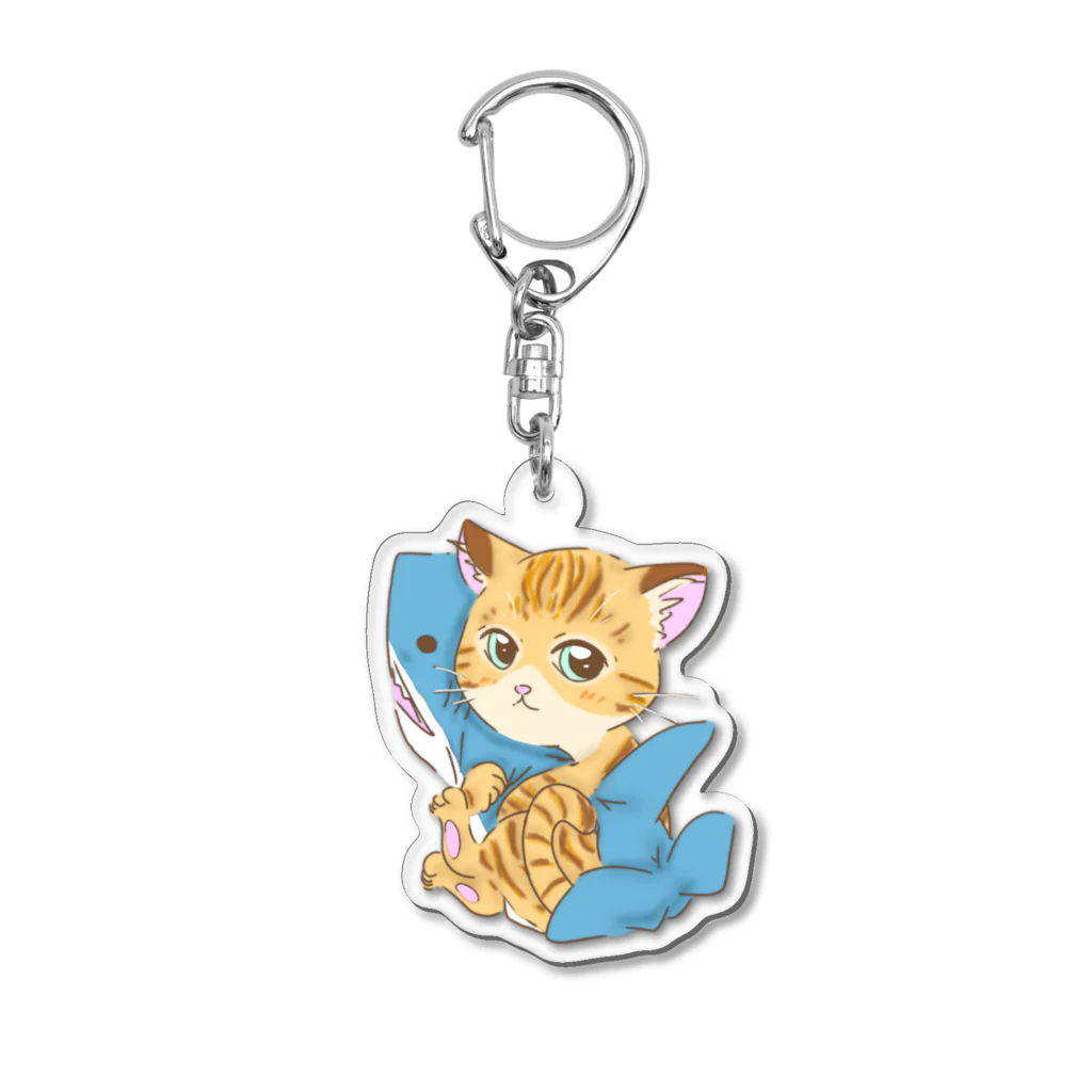 はるる堂のサメ好き猫さんキーホルダー Acrylic Key Chain