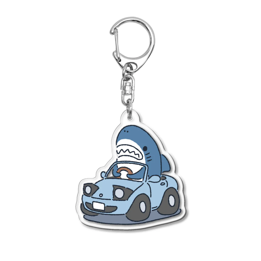 サメ わりとおもいのオープンカーに乗るサメ Acrylic Key Chain