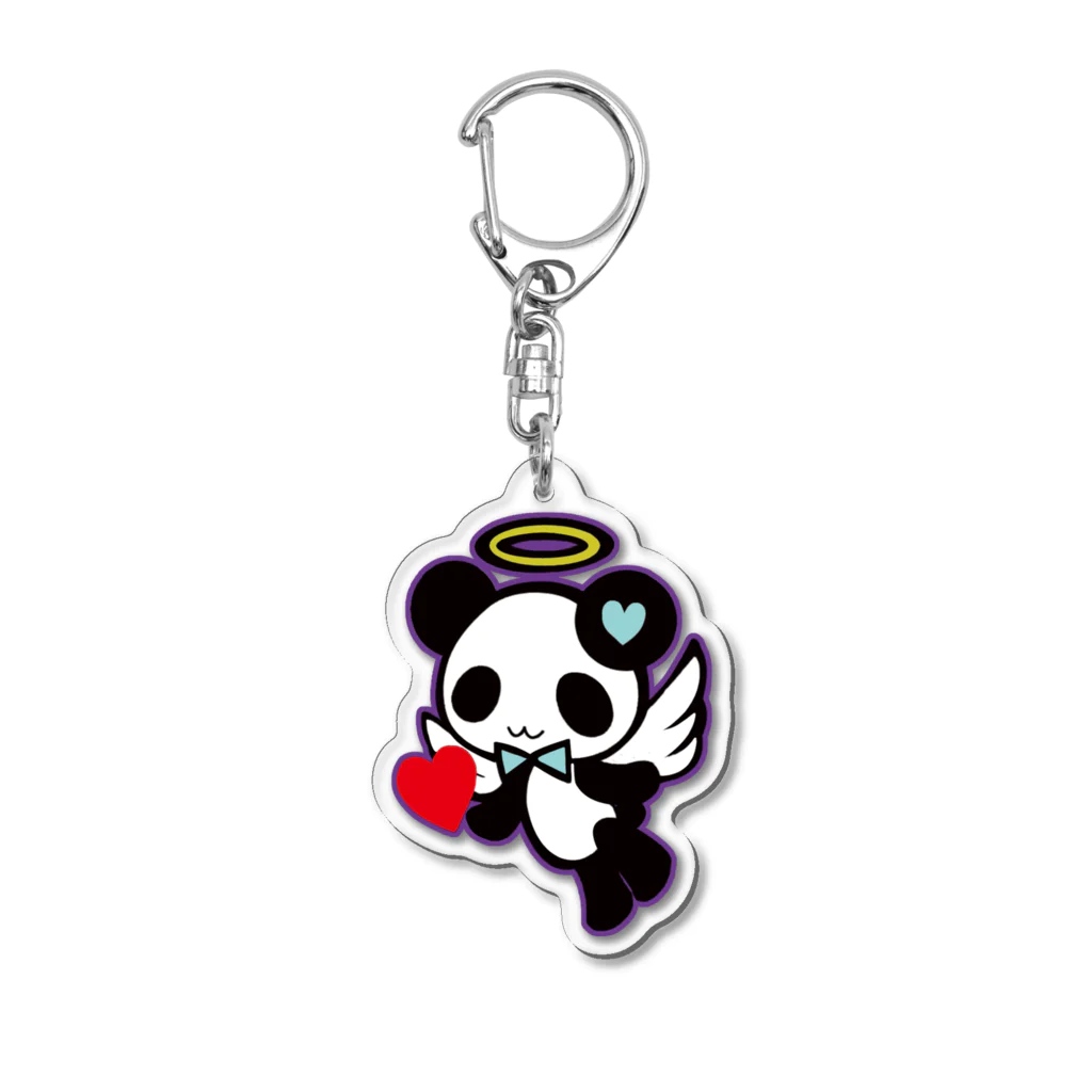 プルーミィグッズのまあるいパンダ天使 Acrylic Key Chain