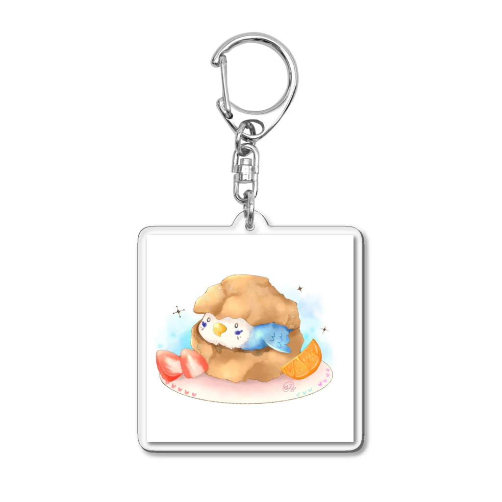 もここいんこのシュークリームインコ Acrylic Key Chain