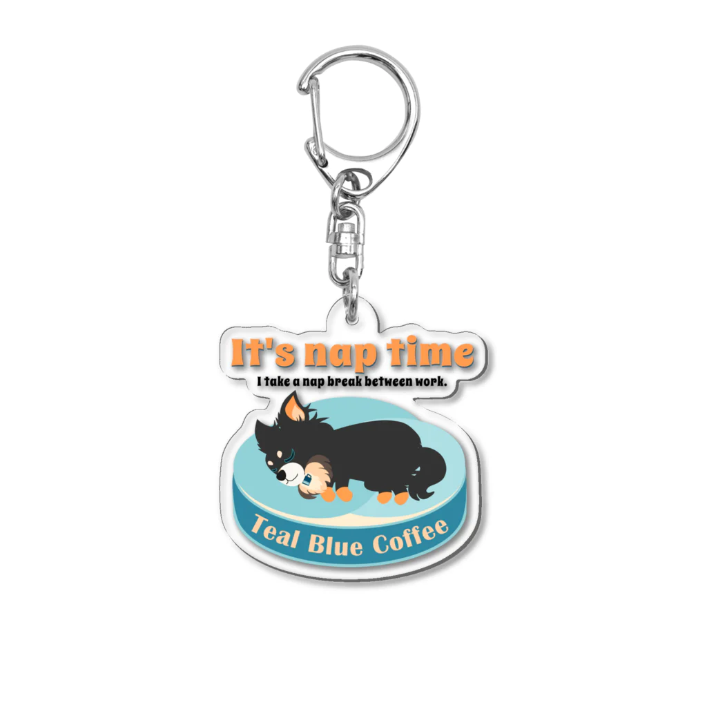 Teal Blue Coffeeのお昼寝の時間　-puppy teal- Acrylic Key Chain