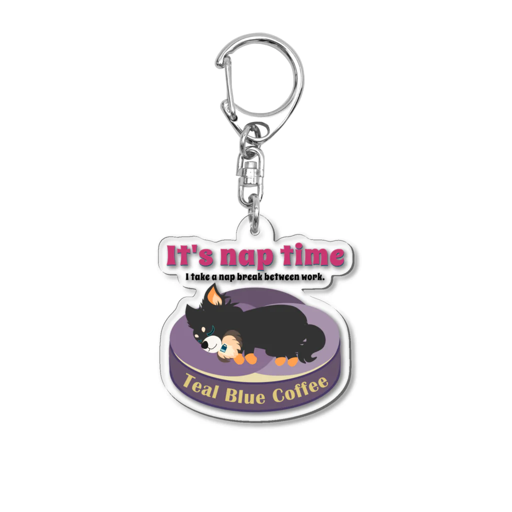 Teal Blue Coffeeのお昼寝の時間　-puppy teal- lavender Ver. Acrylic Key Chain