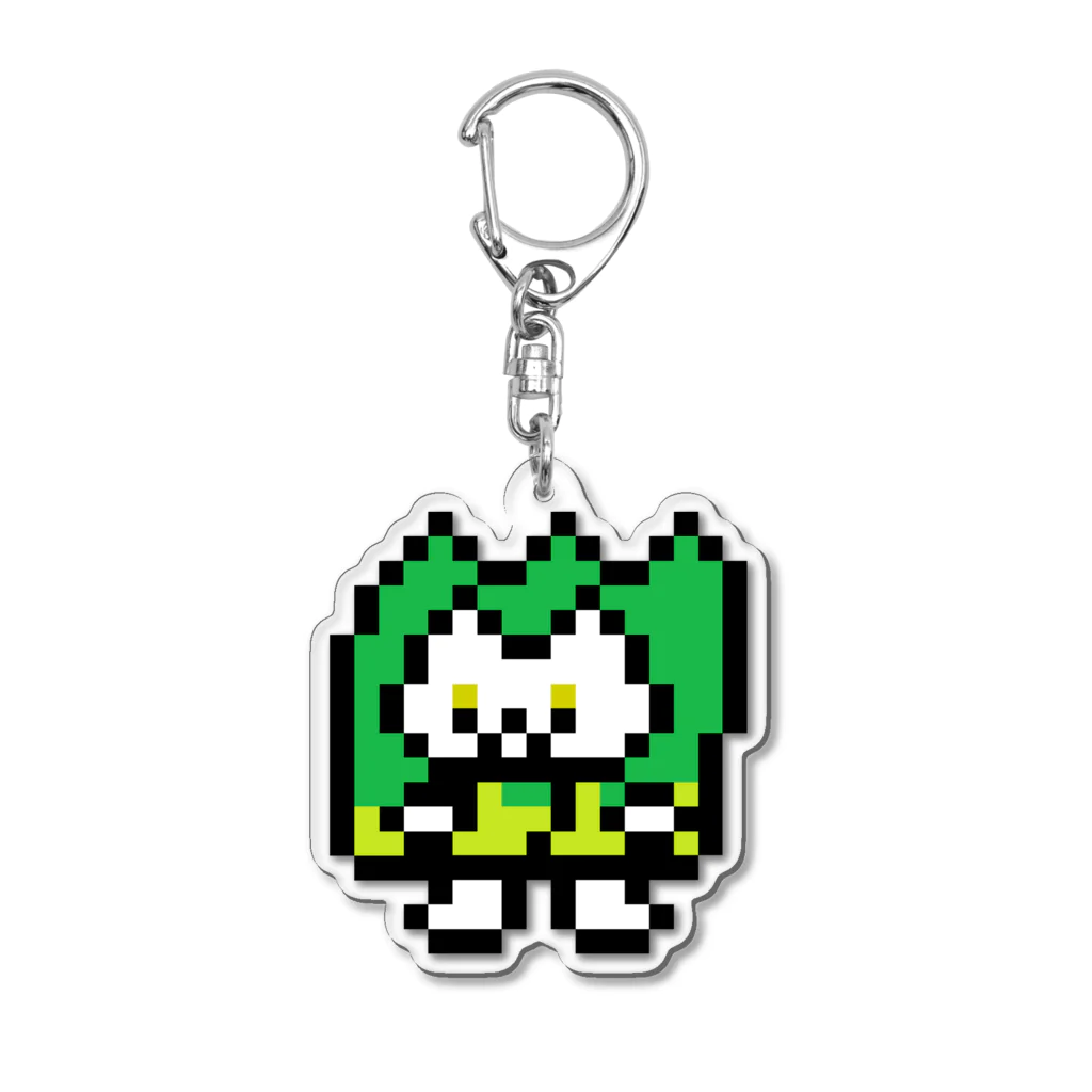 大草原のねこちやんのドット草ねこ Acrylic Key Chain