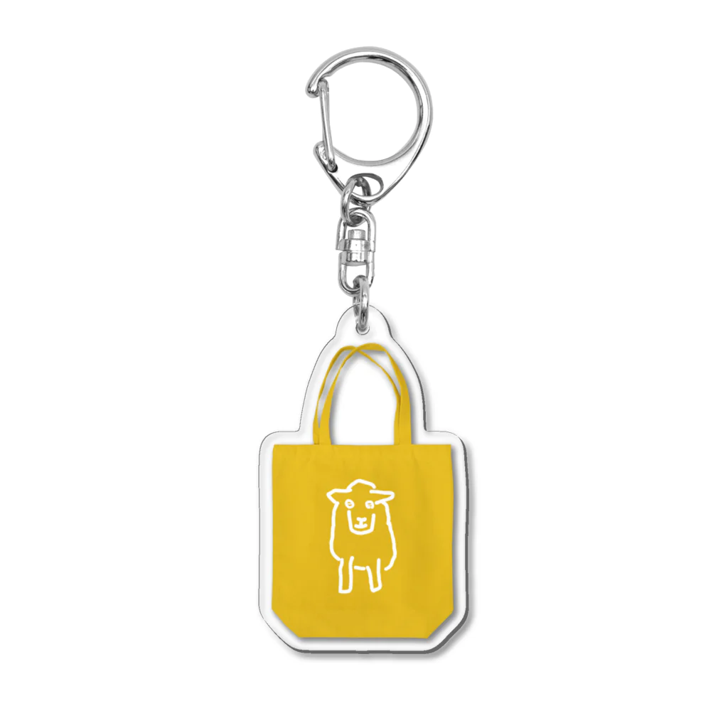 ひつじや ののの白いひつじトートバッグ(黄色) Acrylic Key Chain