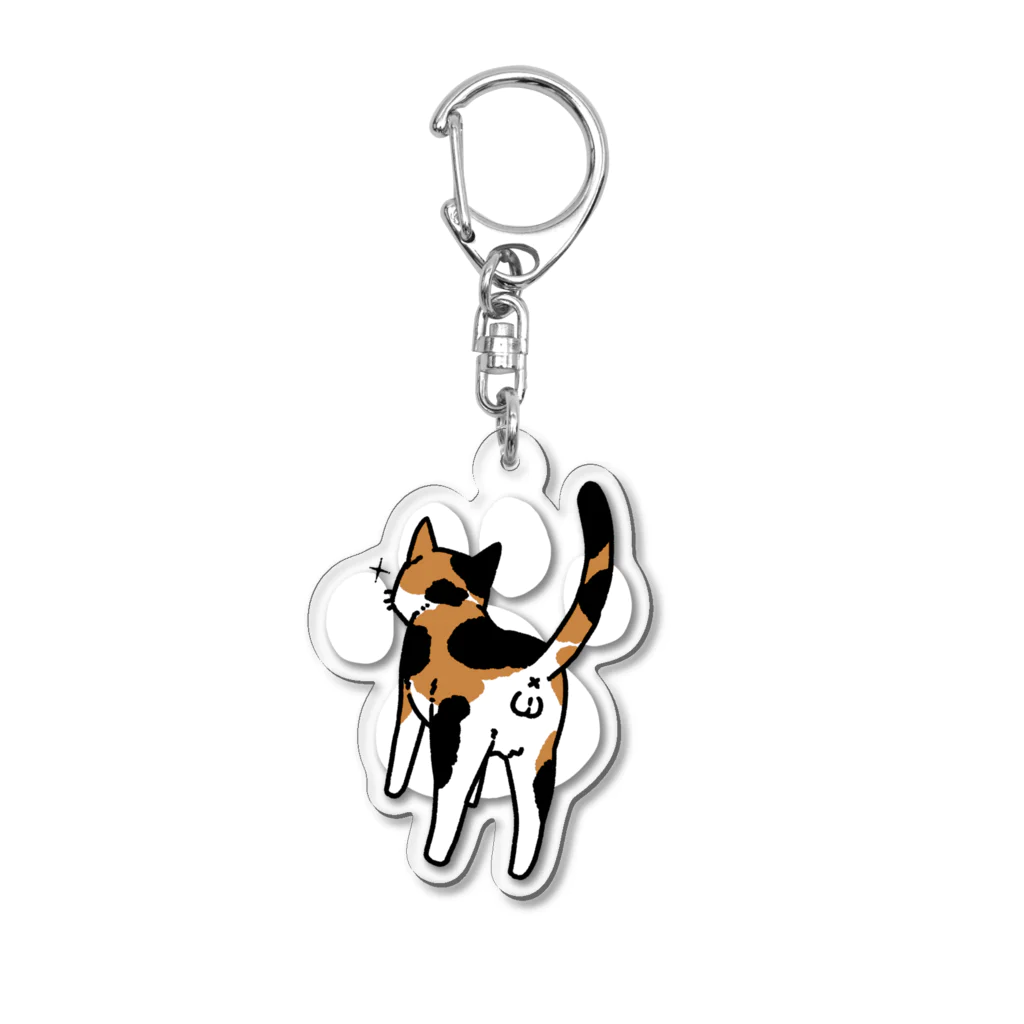 Riotoのねこけつω（三毛猫） Acrylic Key Chain