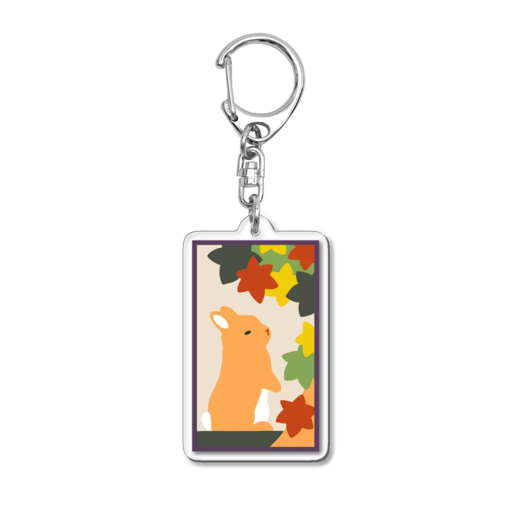 大賀一五の店の十月・紅葉に兎 Acrylic Key Chain