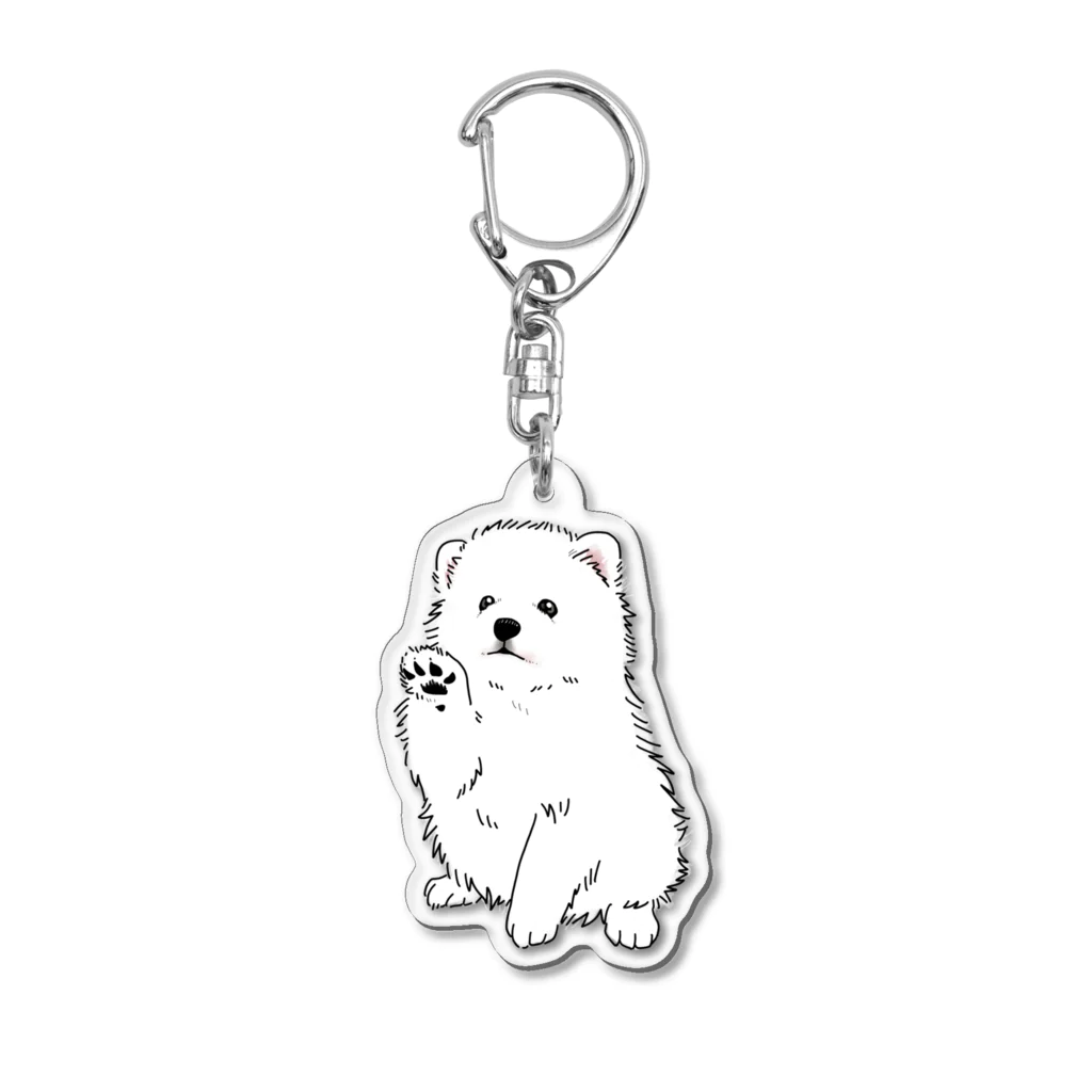 日本スピッツ　蛍のしろもふこいぬ　つくも Acrylic Key Chain