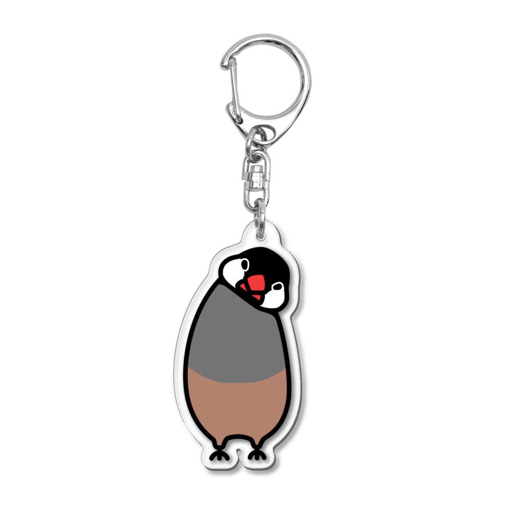 アキクサ文鳥マーケット 〜アキクサインコと文鳥推しの店〜の疑問形文鳥 ノーマル文鳥 Acrylic Key Chain