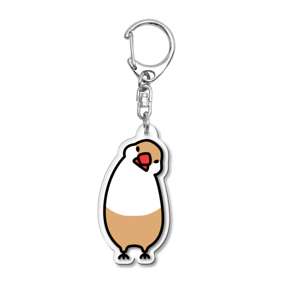 アキクサ文鳥マーケット 〜アキクサインコと文鳥推しの店〜の疑問形文鳥 クリーム文鳥 Acrylic Key Chain