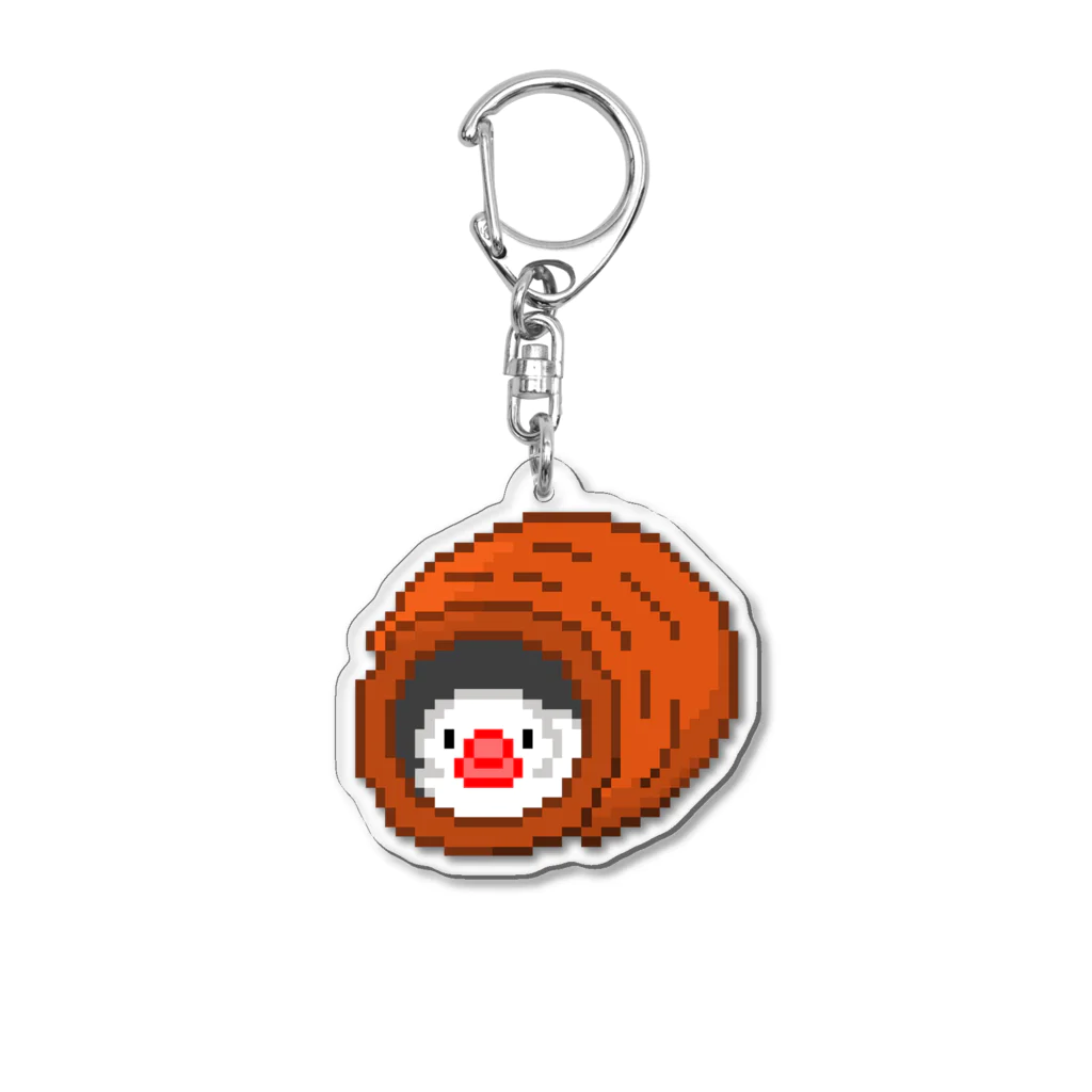 アキクサ文鳥マーケット 〜アキクサインコと文鳥推しの店〜の【ドット絵】ツボ巣の文鳥 Acrylic Key Chain