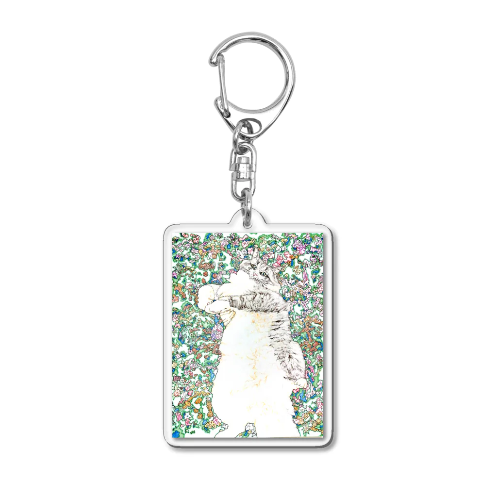 siyouの花とねこ Acrylic Key Chain