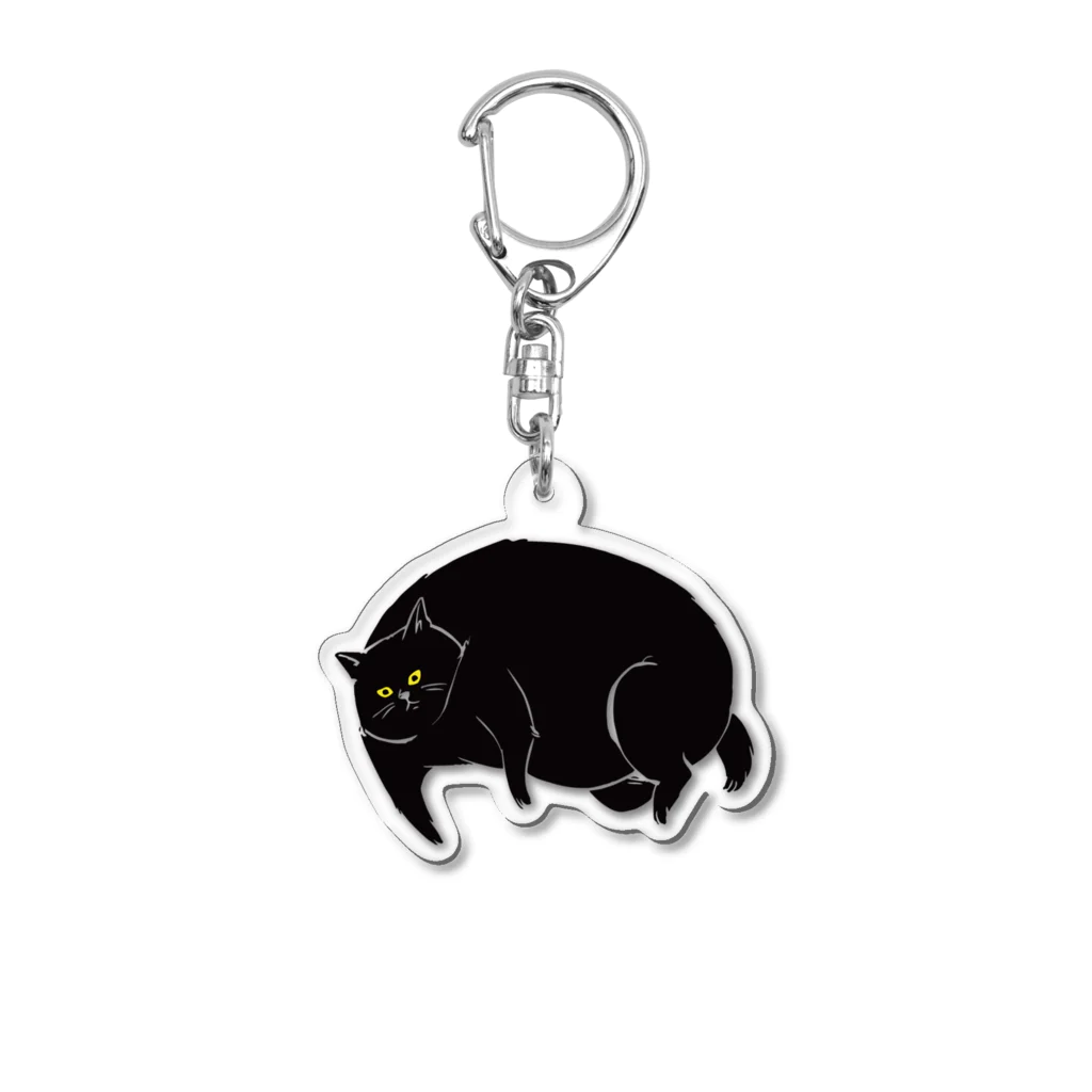 タバタ画房のふてぶてしいクロねこ Acrylic Key Chain