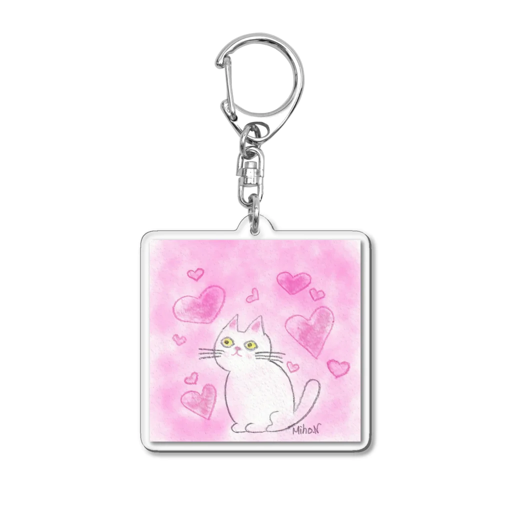 MIe-styleのラブリー白ねこ Acrylic Key Chain