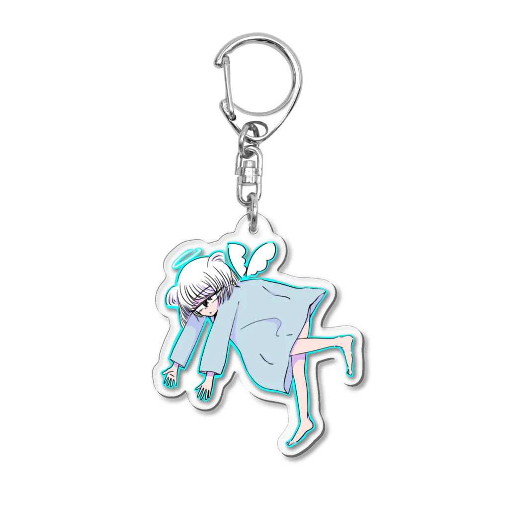 menomeのやる気のない天使ちゃん(ブルー) Acrylic Key Chain