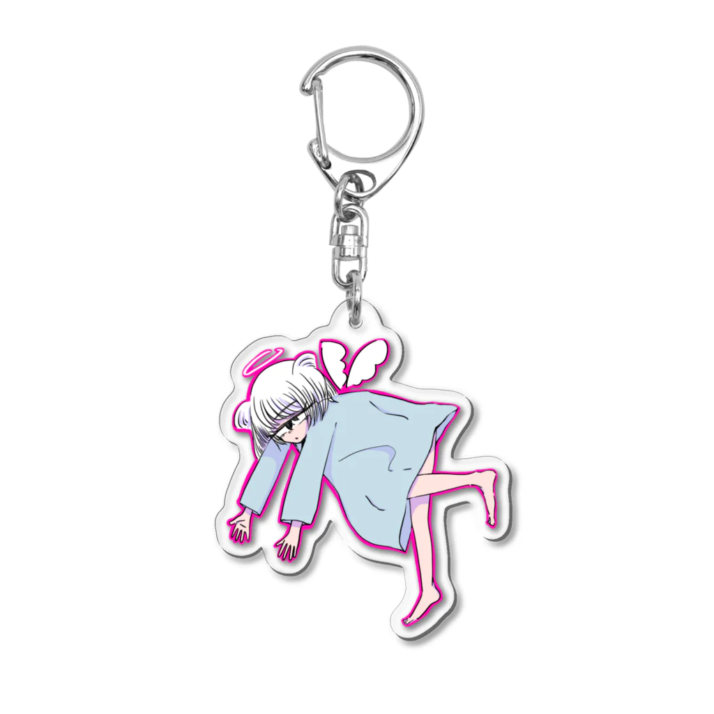 menomeのやる気のない天使ちゃん(ピンク) Acrylic Key Chain