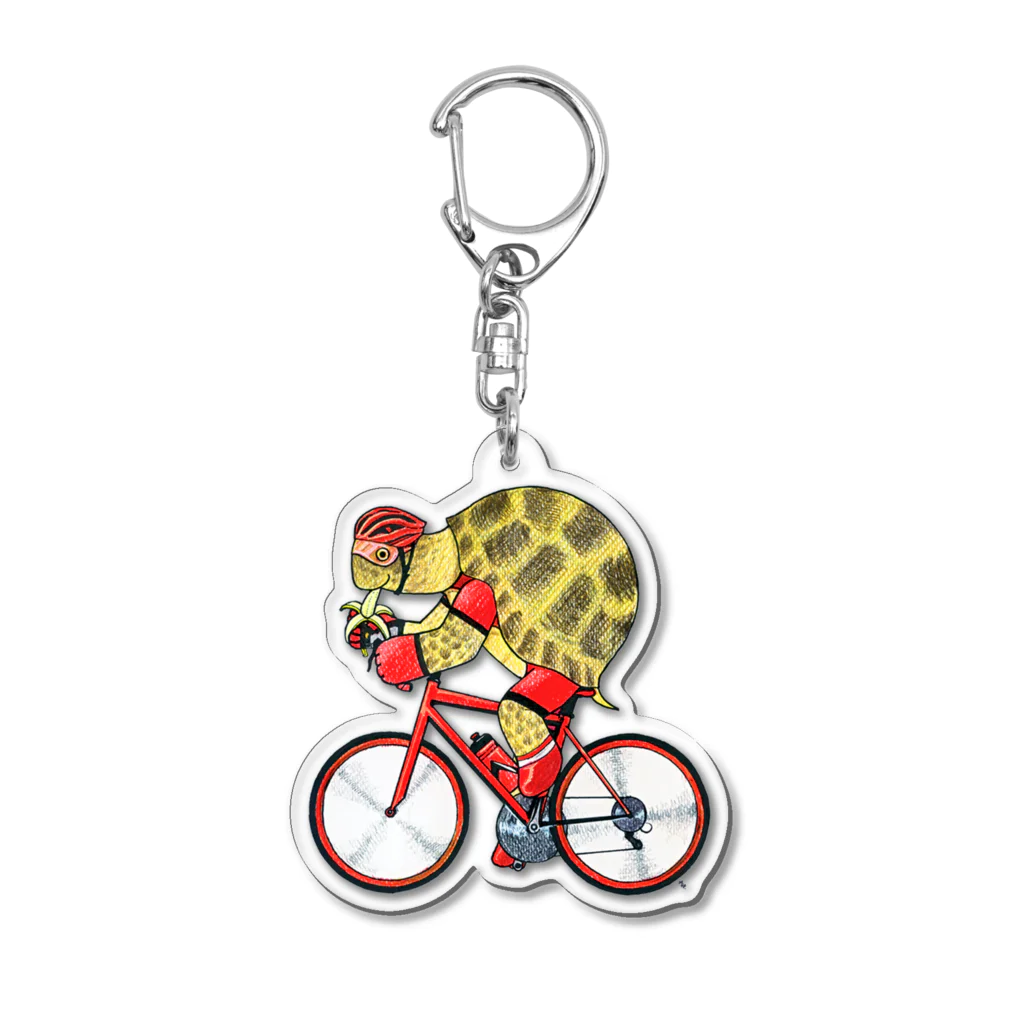 segasworksのカメの自転車乗り Acrylic Key Chain