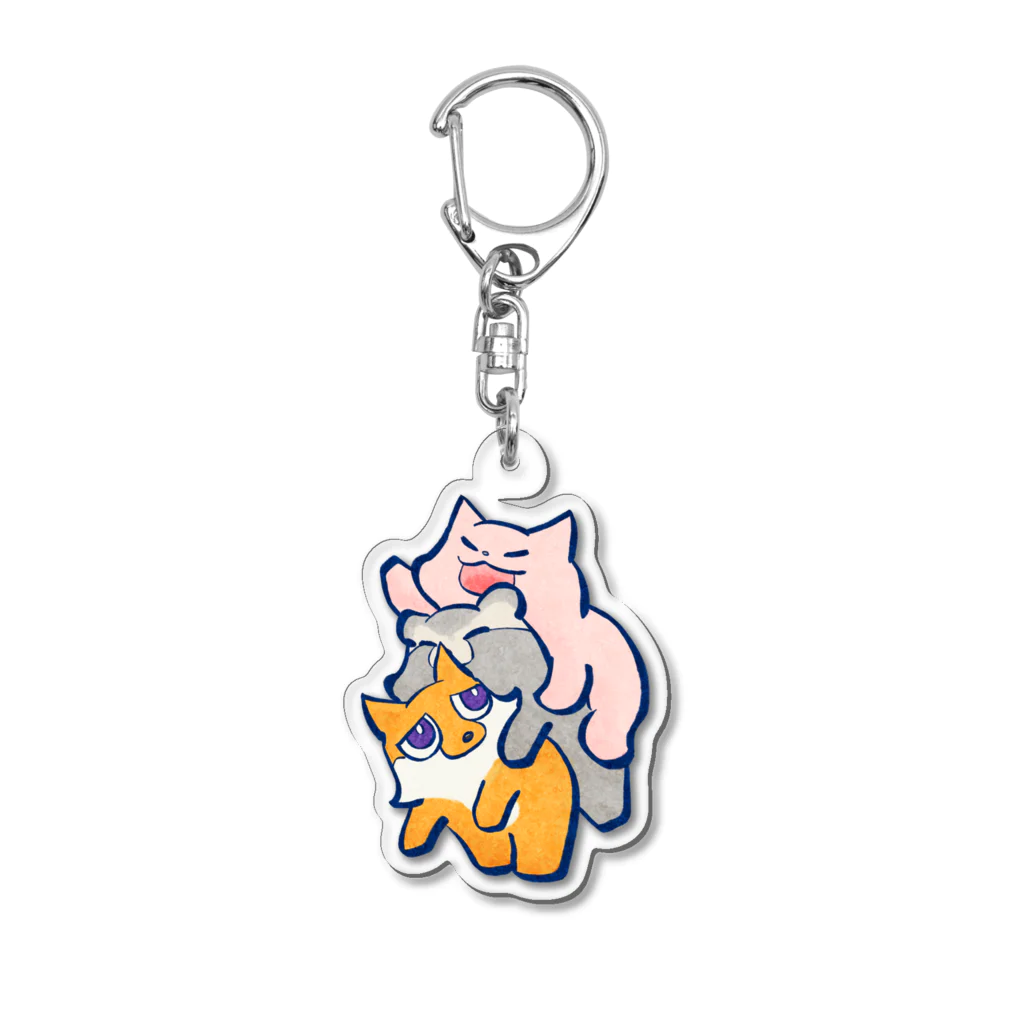 OHAGI.Pのはぎちゃんとこまめちゃん_おんぶおばけ Acrylic Key Chain