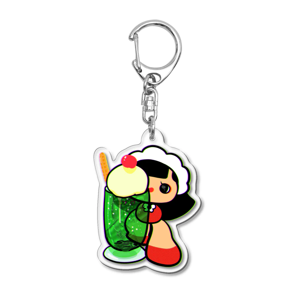 シソイロハのウェイトレスとクリームソーダー Acrylic Key Chain