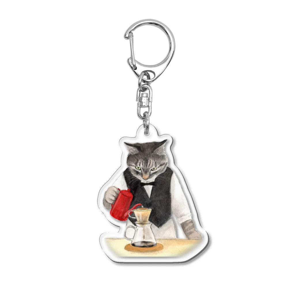  藤ねこりえ/ 𝙁𝙐𝙅𝙄𝙣𝙚𝙘𝙤𝙧𝙞𝙚の美味しい珈琲を淹れる猫 Acrylic Key Chain