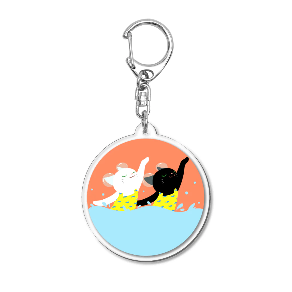 ねむ吉屋のニャーティスティックスイミング Acrylic Key Chain