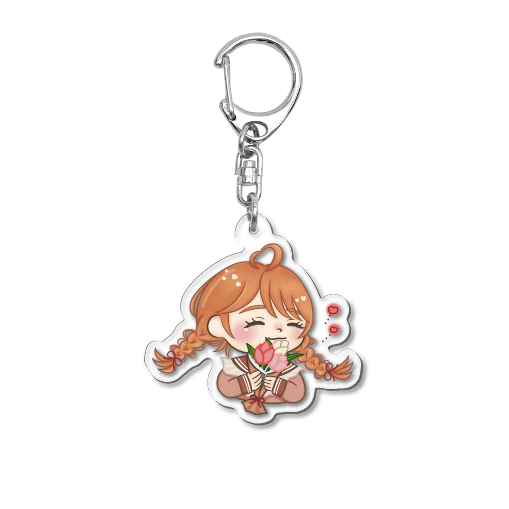 まこーた商店📦の恋する三つ編みの乙女ちゃん୨୧花束 Acrylic Key Chain