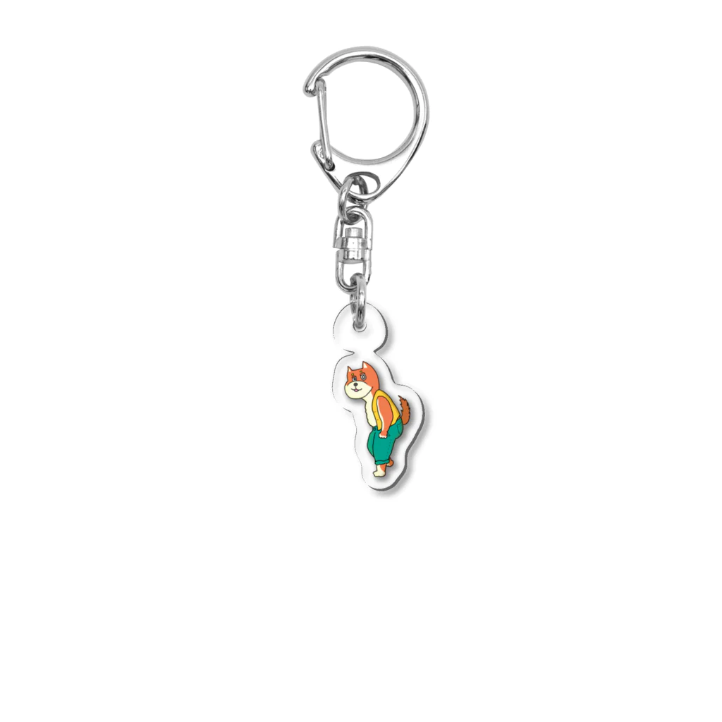 はらまき shoppingのチョッキを着てる犬 Acrylic Key Chain